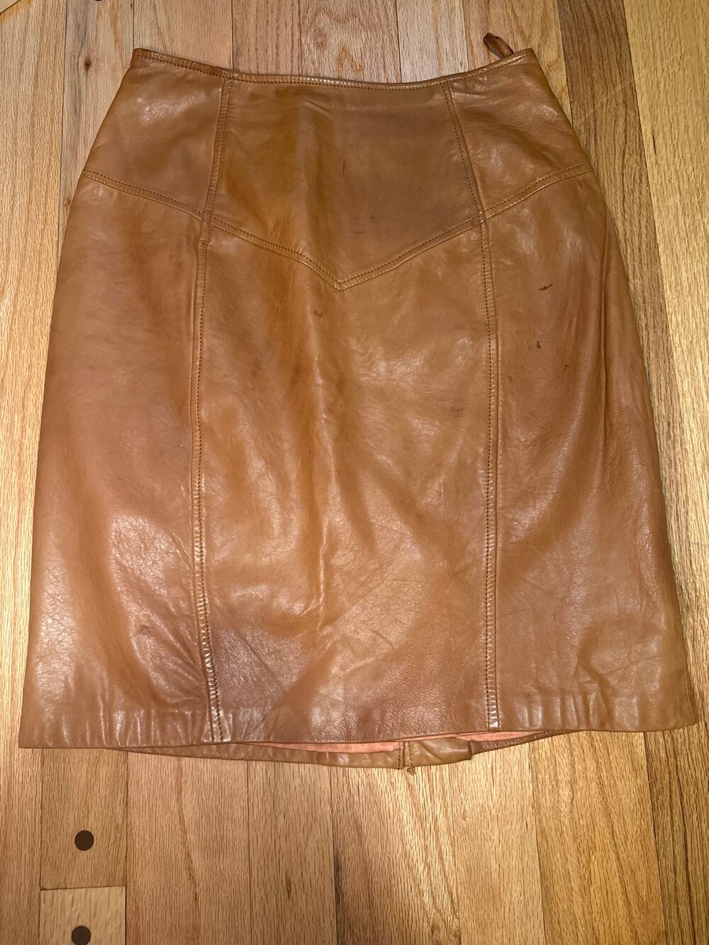 Vintage Renaissance Genuine Leather Skirt Brown A-Line Women’s 8